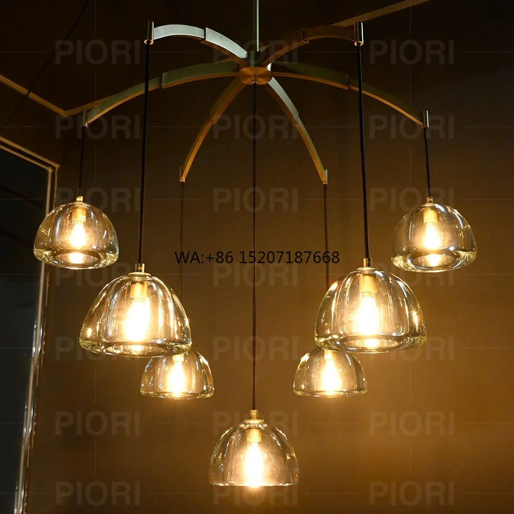 

36-дюймовый промышленный круглый современный американский железный подвесной светильник для виллы, домашний дизайн, роскошная линейная стеклянная круглая люстра ручной работы