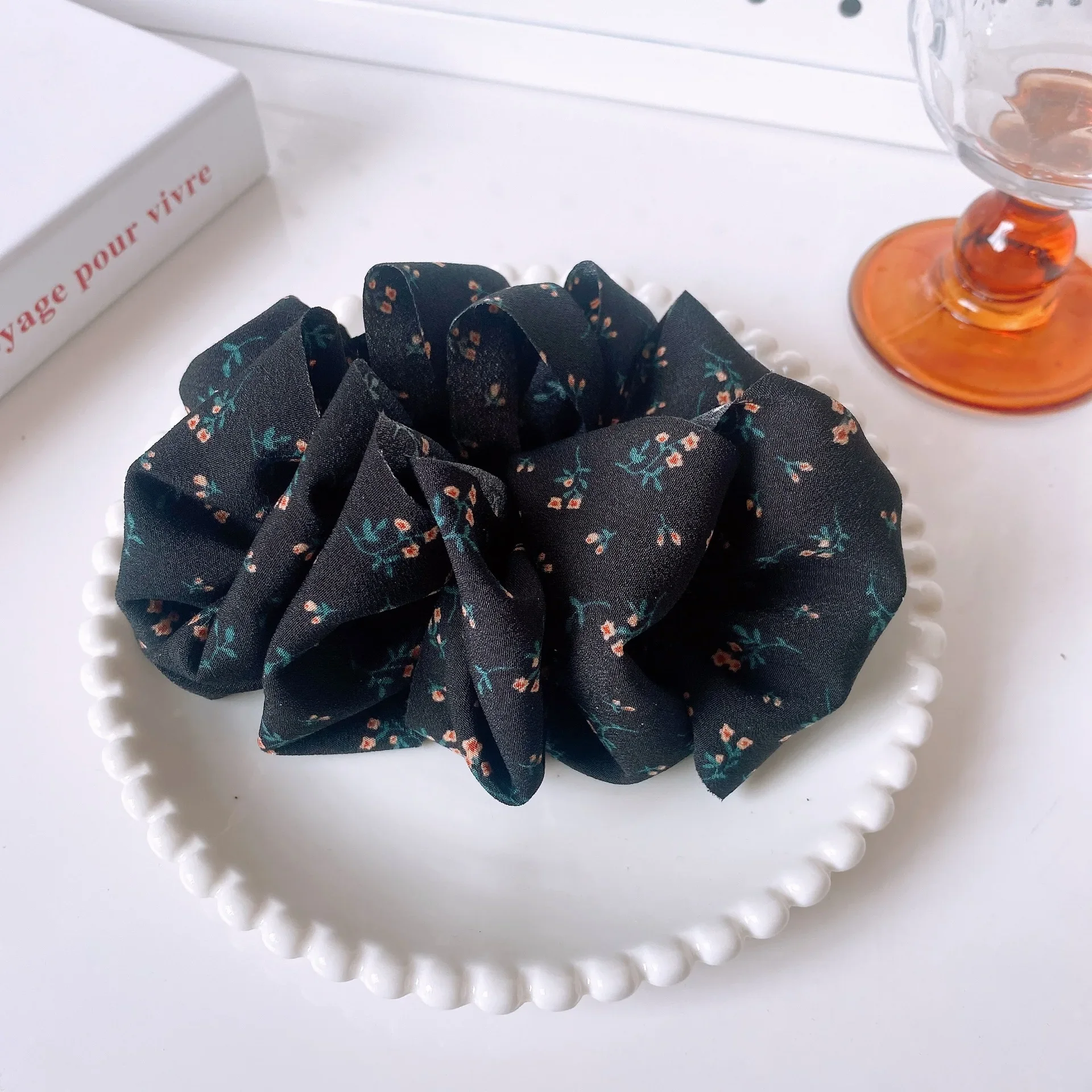 New Banana Clip French Retro Satin Hair Clip Women's Pleated Cloud Bubble Polka Dot Floral Banana Clip