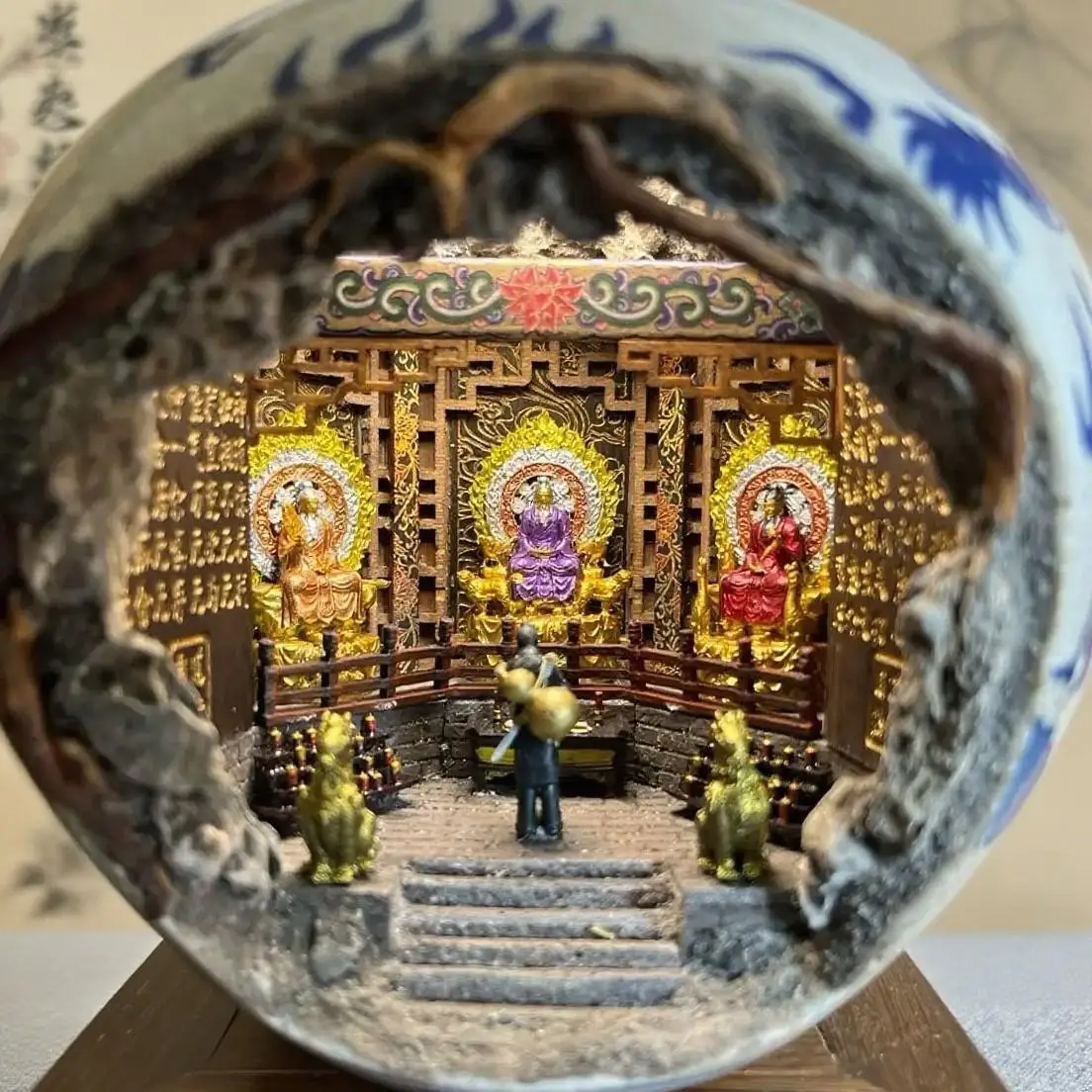 

Антикварная керамическая ваза ручной работы, даосский тематический пейзажный орнамент, декоративный художественный декор для фойе и учебы, домашний декор