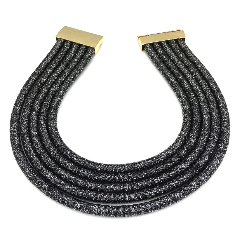 Multilayers Chokers Necklaces Chunky Collar Magnetism Button For Women Chocker Statement Necklace Maxi Jewelry Accessories 2022