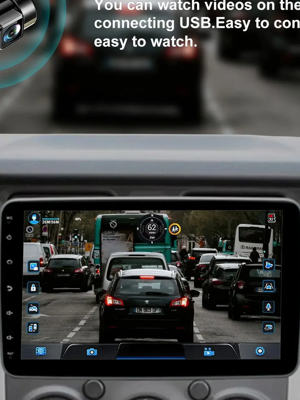 ESSGOO 10,1" Android 15 4+64G Universelles 1-DIN-Autoradio mit 360° drehbarem Bildschirm und Mikrofon, kabelloses CarPlay & Android Auto, GPS Navigation, RDS FM, WLAN, Bluetooth, Mirror Link,