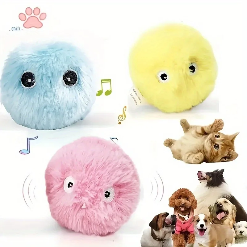 1/3Pcs Interactive Ball Smart Cat Dog Toys Plush Electric Catnip Training Toy Kitten Touch Sounding Pet Product Squeak Toy Ball