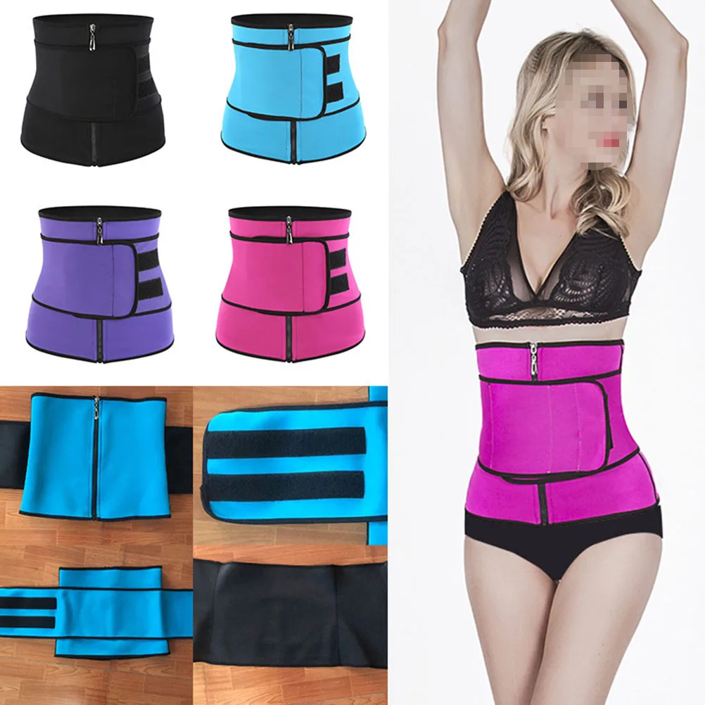 

1pc Waist Belt Fitness Belt Corset Zipper Tummy Fitness Waistband XL Rosy Posture Support Sweat Abs