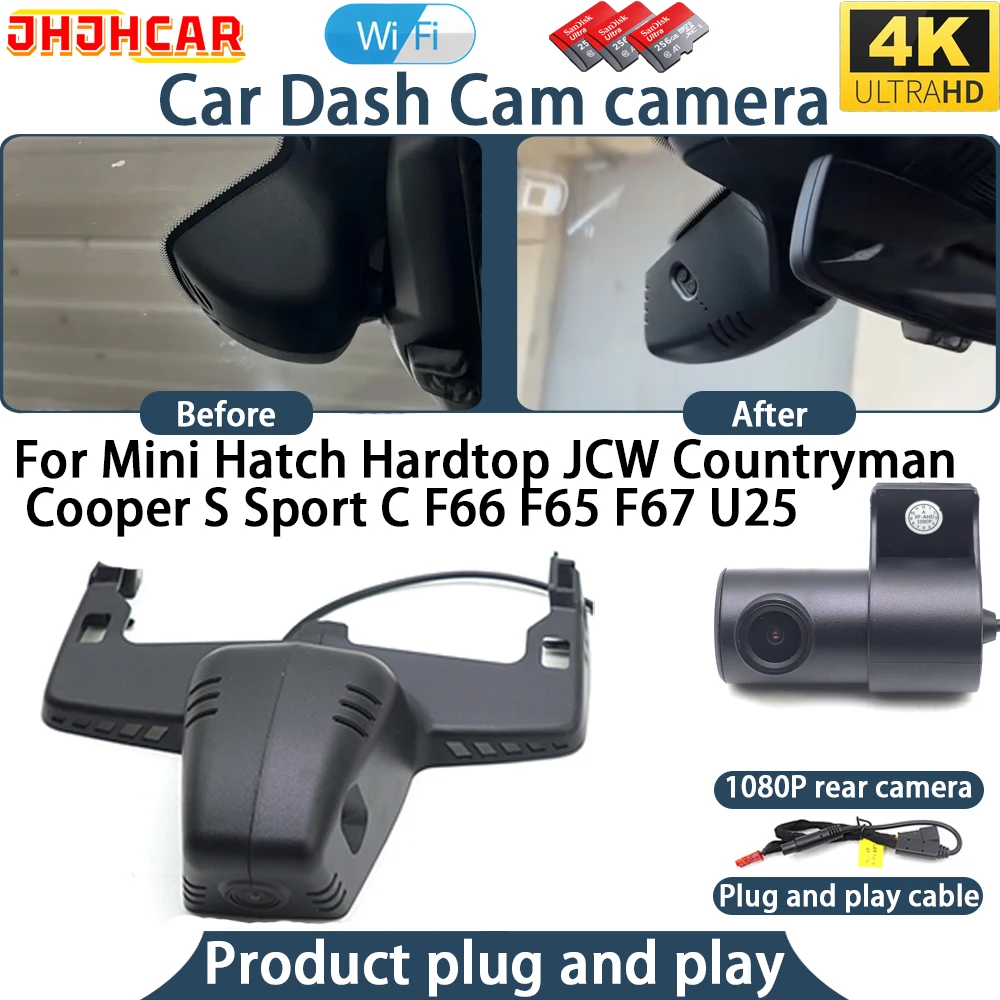 4K Dash Cam For Mini Hatch Hardtop JCW Countryman Cooper S Sport C F66 F65 F67 U25 Plug And Play DVR Car Camera Video Recorder