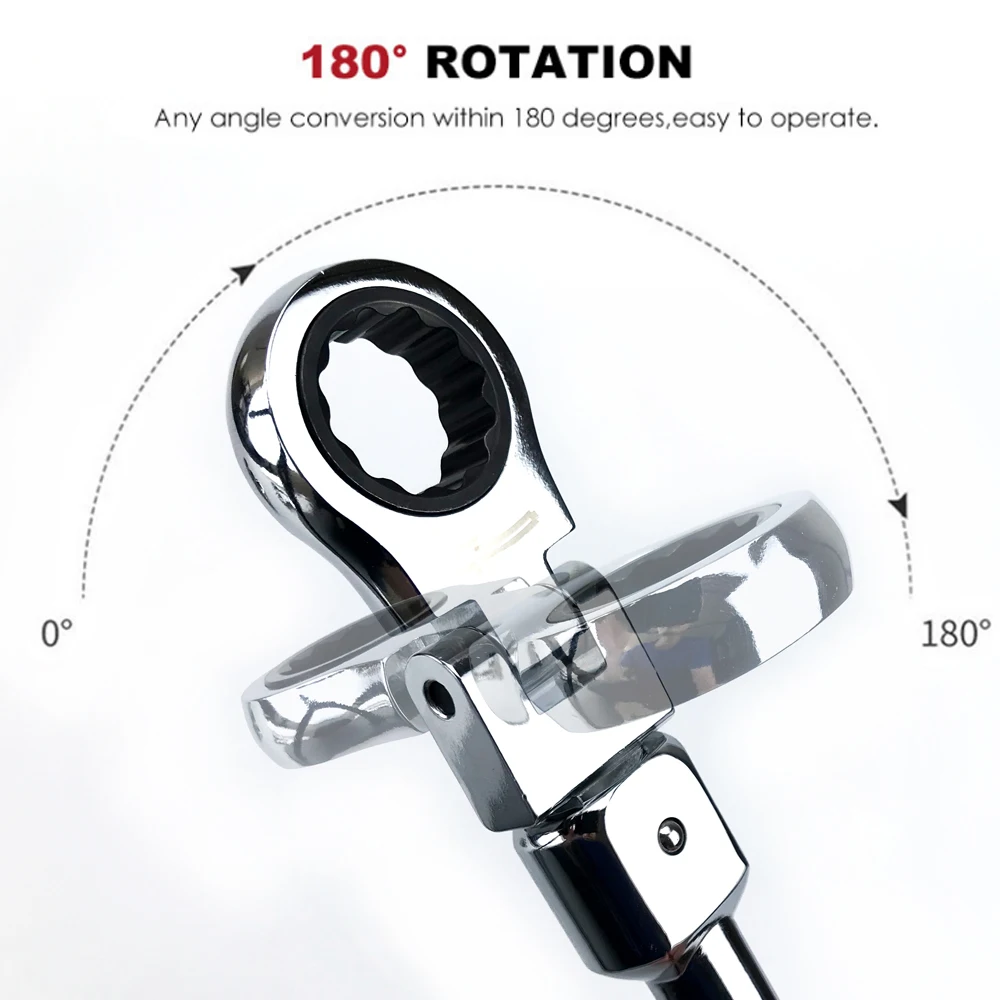 Portable Ratchet Wrench Shaking Spanner Head Interchangeable Combination Set Rotatable 180 °Removable Flexible Torque Spanner