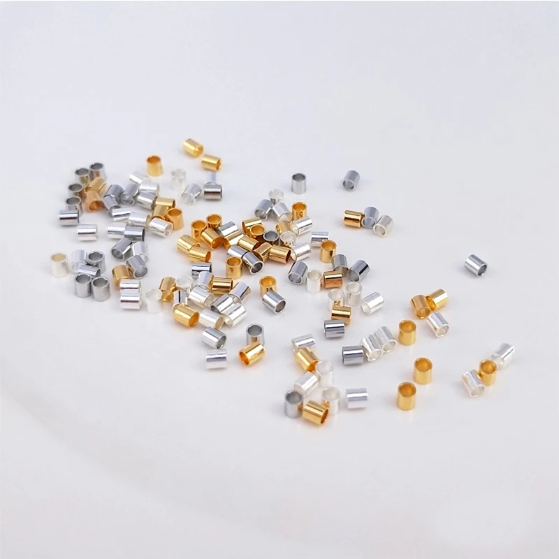 100PCS 2x2mm Gold Plated Crimp Tube End Beads For Jewelry Making Supply Clip Station Clasps Crimp End Beads