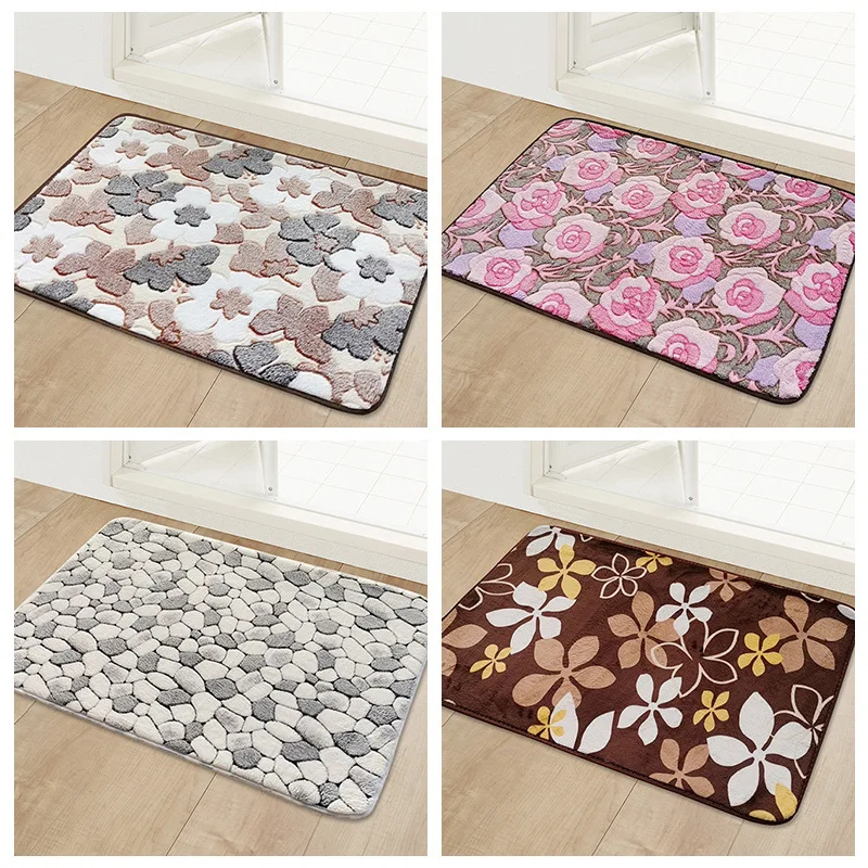 

Multi purpose bathroom floor door mat/ kitchen foyer entrance absorbent carpet bathroom anti slip foot mat, multiple styles