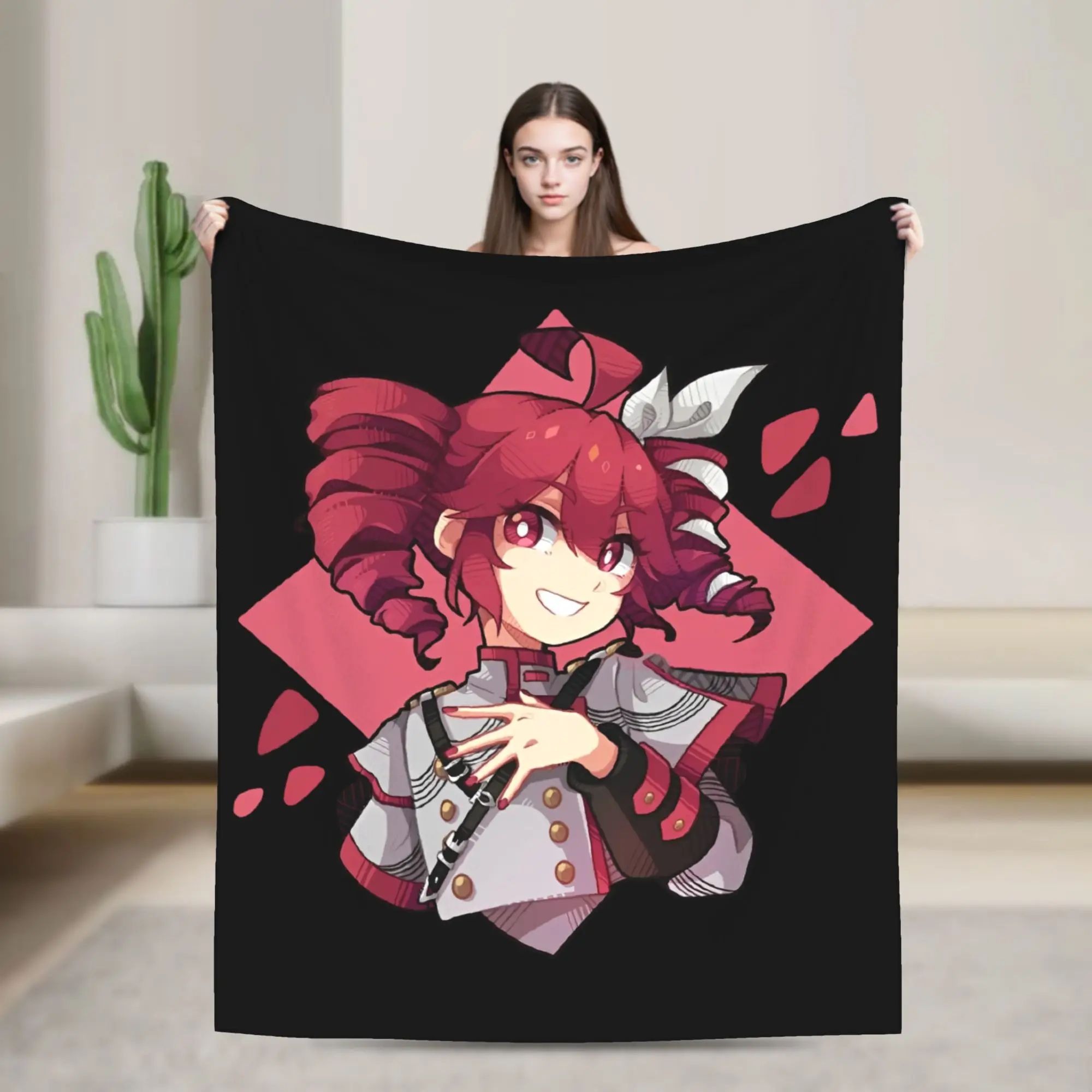 

Cute Kasane Teto Fleece Blanket Cute Manga Creative Throw Blankets for Home 150*125cm Plush Thin Quilt,