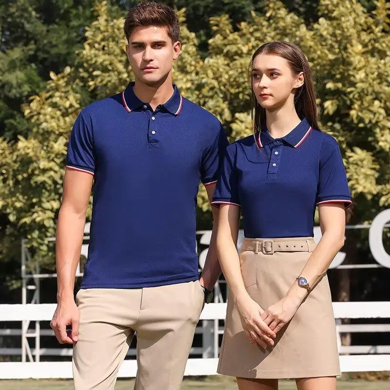 Custom Logo Men's Polo Shirts Turn Over Collar Short Sleeve Breathable Work Uniforms Casual T-Shirts