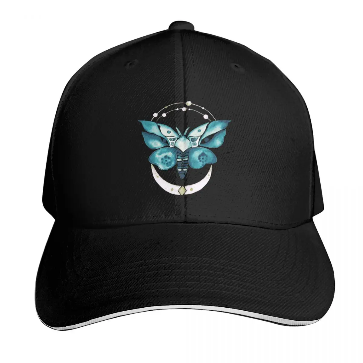 

Watercolor lunar turquoise crystal moth Baseball Cap Golf Wear Funny hats Trucker Hat Women Caps Men's