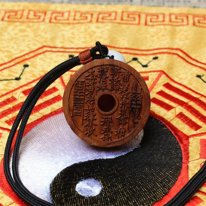 Prayerful Prayer Jujube Wood Mountain Ghost Coin To Kill Ghost Exorcise Evil Spirits Eight Trigram Pendant For Men Women Jewelry