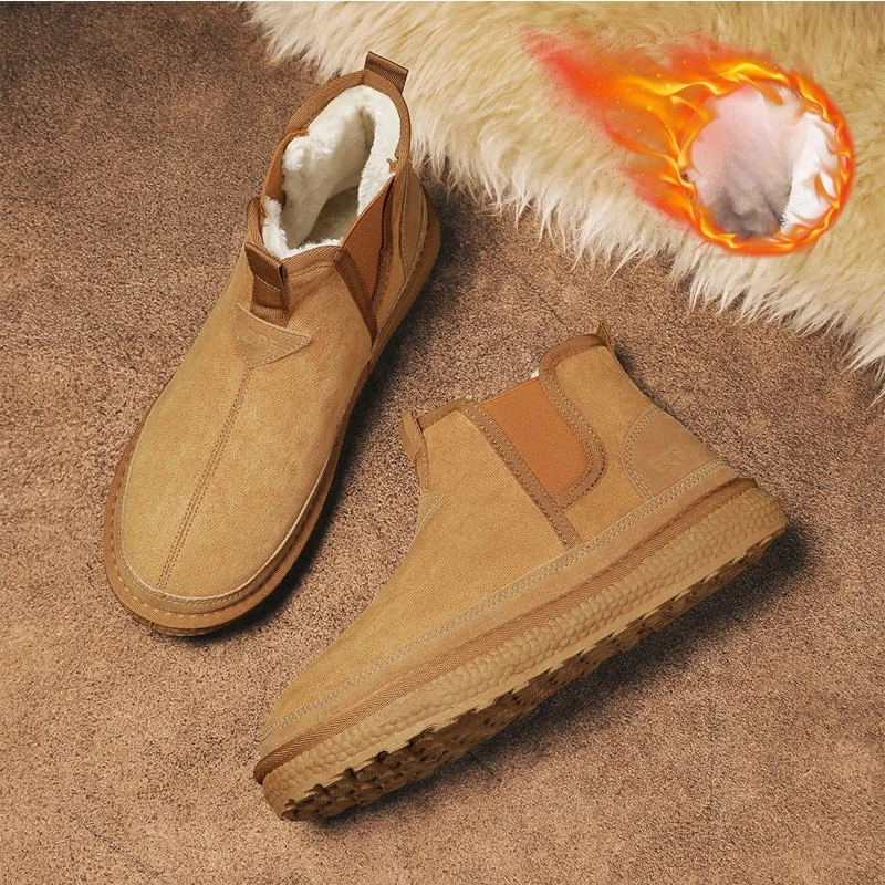 

Men's Fleece Lined Snow Boots Outdoor Winter Casual Boot Trendy New Model Comfortable Warm Mid-Calf Cotton Shoes for Snow Sports