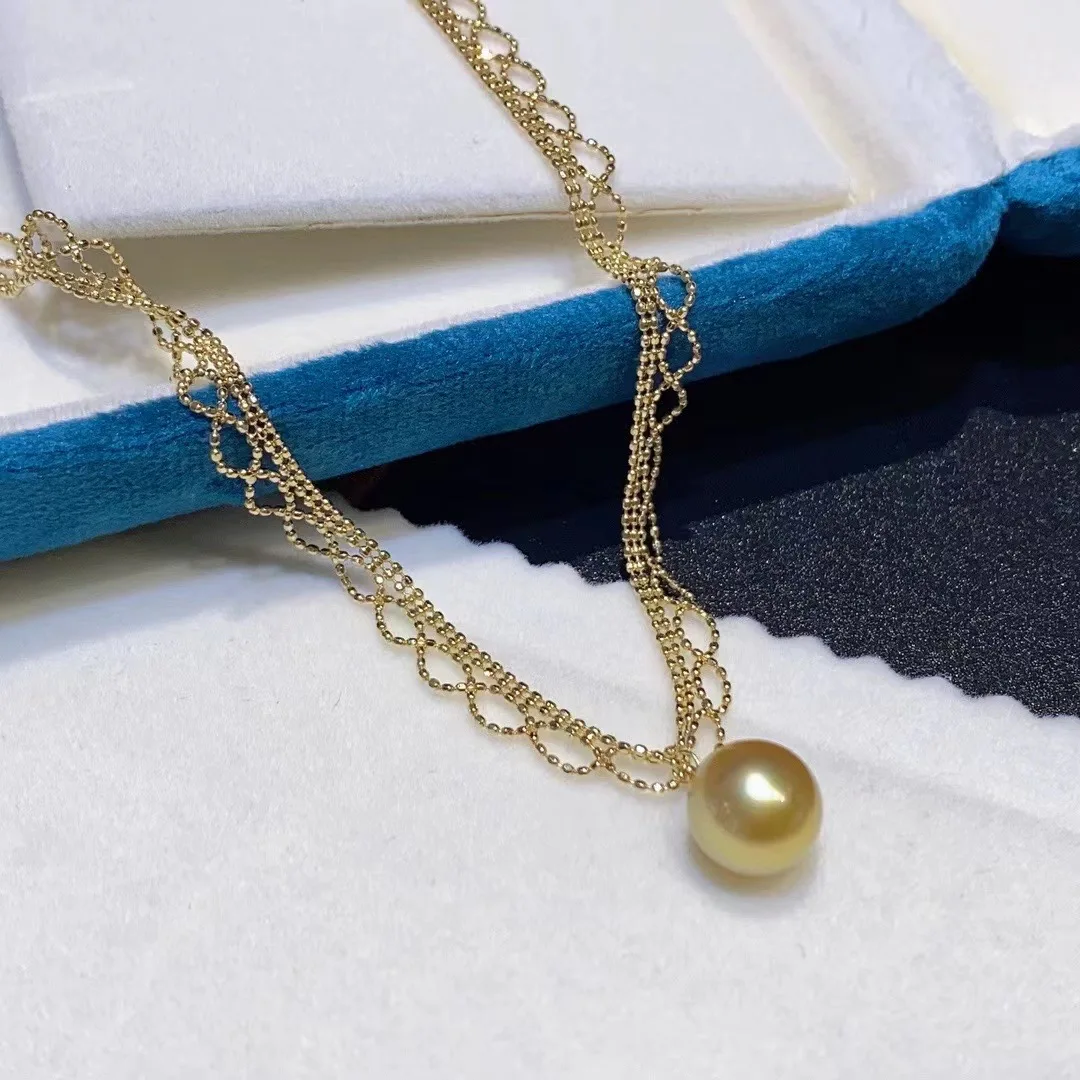 

Real 18K Gold Natural Seawater Pendant Necklace Elegant Fashion Women's Gift Pure AU750 Banquet Wedding Engagement DC1024