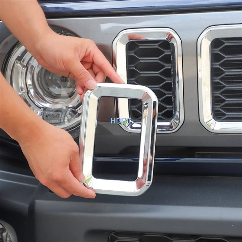 For Suzuki Jimny Sierra/K‑car JB74 JB64 2023 + Car Front Racing Grills Frame Air Intake Ring Cover Accessories Exterior Sticker
