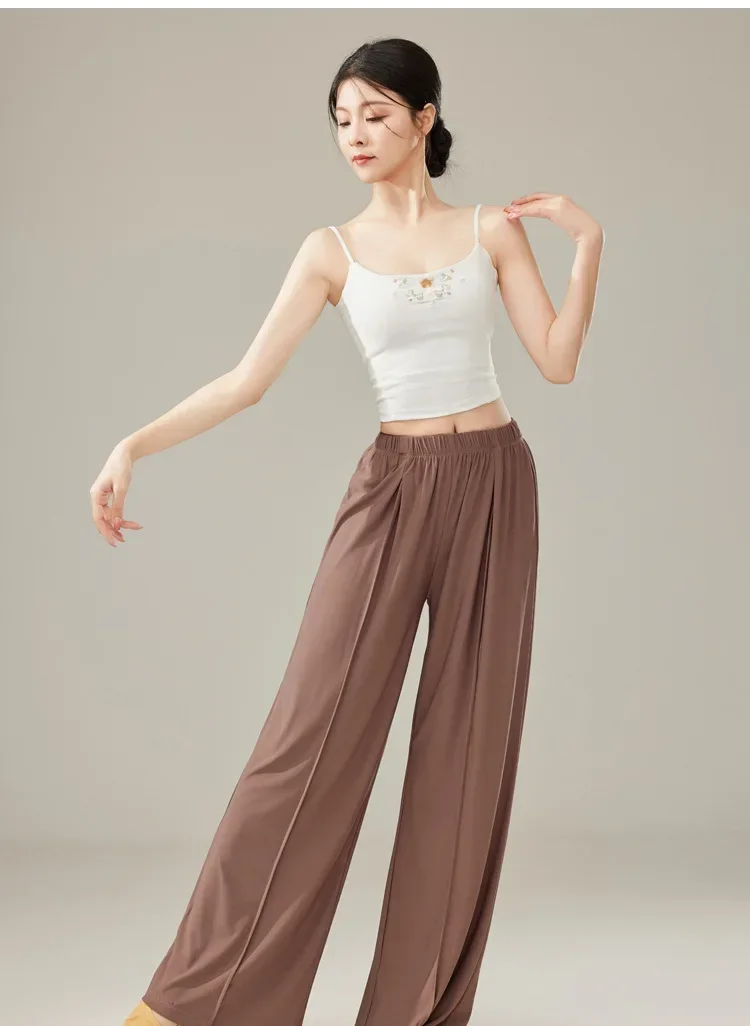 Pantalones de baile, ropa de práctica de danza clásica, pantalones profesionales elegantes de pierna ancha para mujer, ropa de danza moderna, ropa para el cuerpo