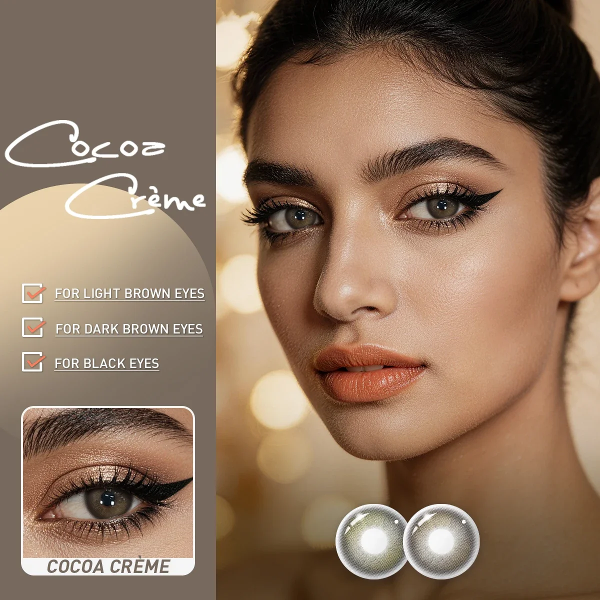 Lalens 14,5mm Farbige Kontaktlinsen für Kurzsichtigkeit Braun 6 Monate Nutzung Weiche Natürliche Augen-Schönheitsfarbkontaktlinsen für Tägliches Kosmetik-Make-up – Detail 2