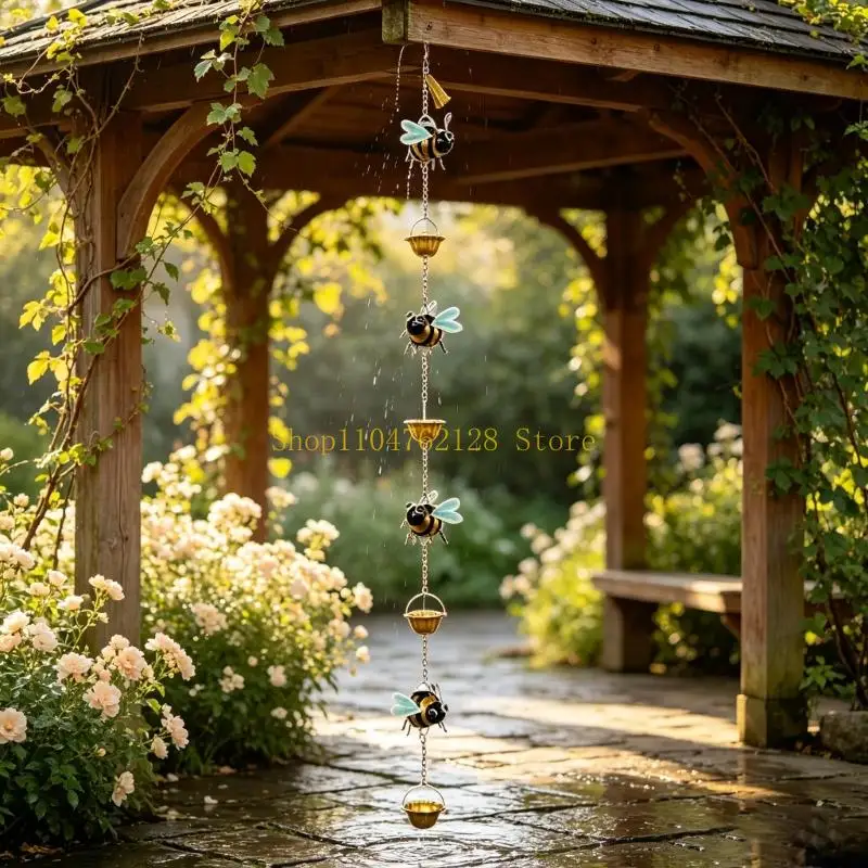 outdoor-rain-chain-hanging-accent-for-balcony-porch-exquisite-bees-rain-chain-best-sale