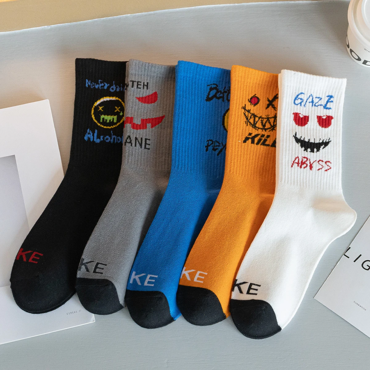 جوارب أنبوبية للكرة الطائرة الداخلية ، طبعة خاصة مضحكة قصيرة طويلة من الغجر للسيدات ، أنبوب مضلع غير قابل للتدمير ، هالالوين ، المنزل ، 3 أزواج