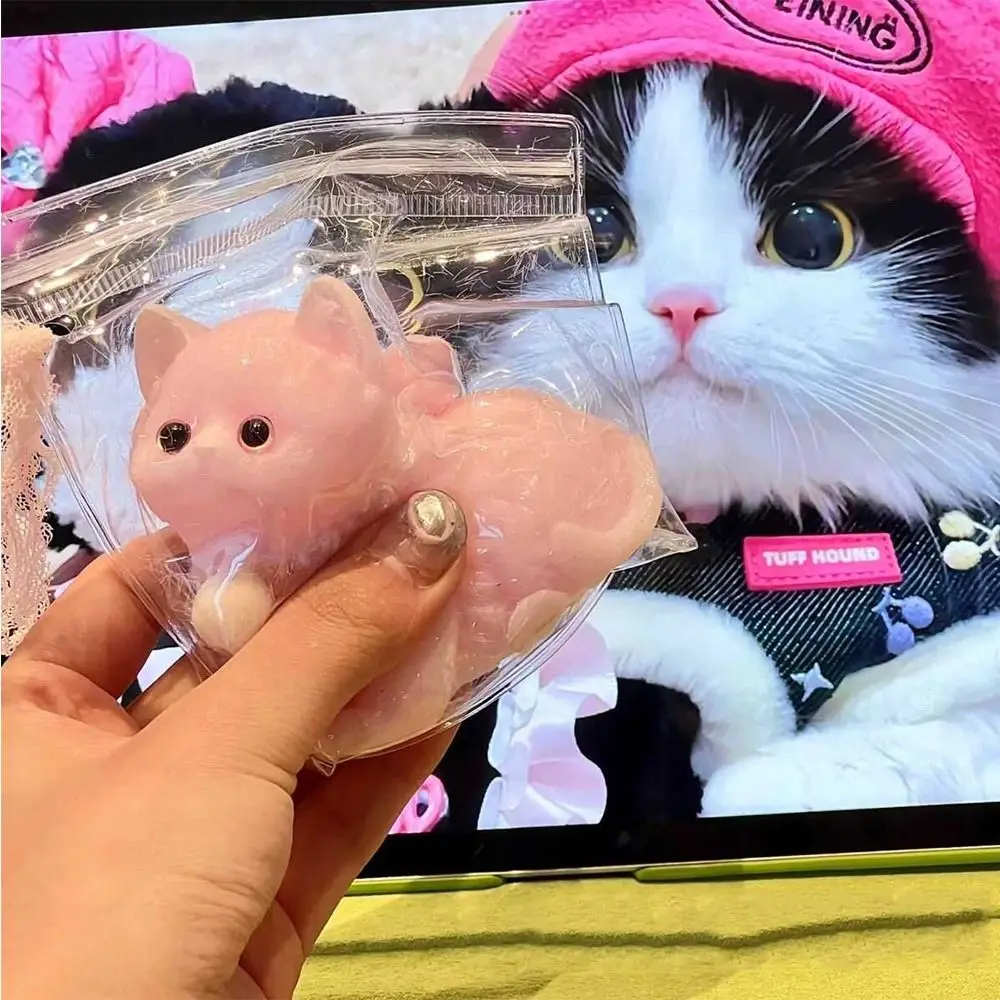 Lindo gato de peluche juguete para apretar juguete sensorial TPR dibujos animados Fidget juguete silicona 3D pellizco descompresión juguete chico