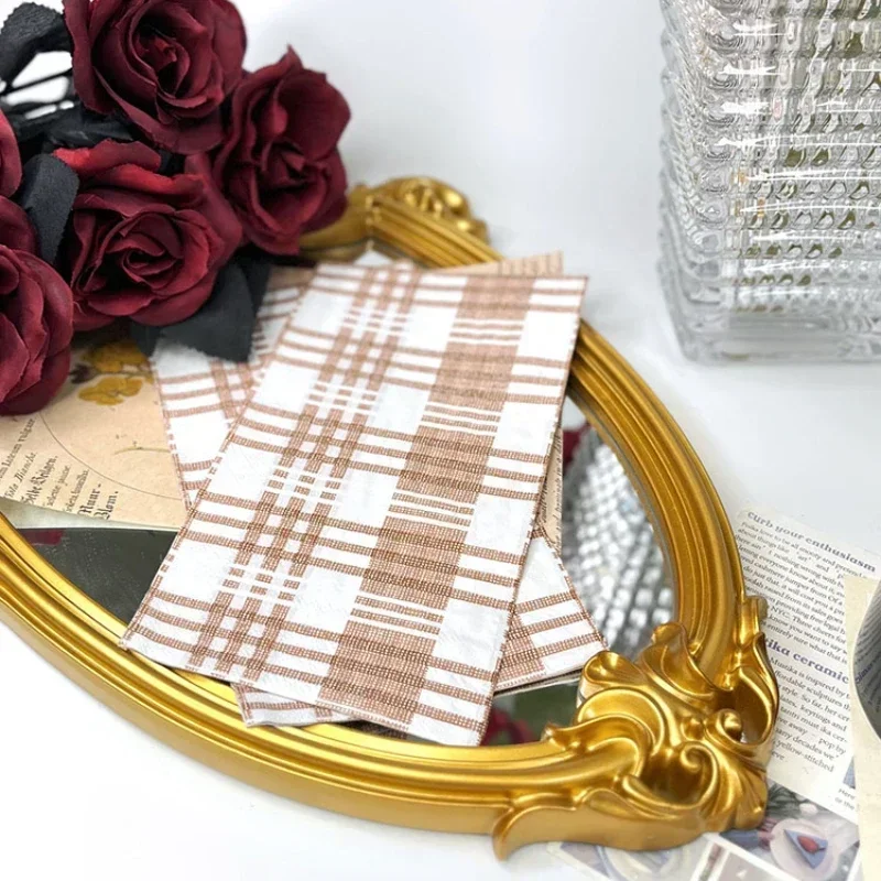 20pcs 33*40cm Coffee Plaid Printed Napkins Holiday Party Decoration Colourful Paper Napkins DIY Butterfly Bone Bart Paper