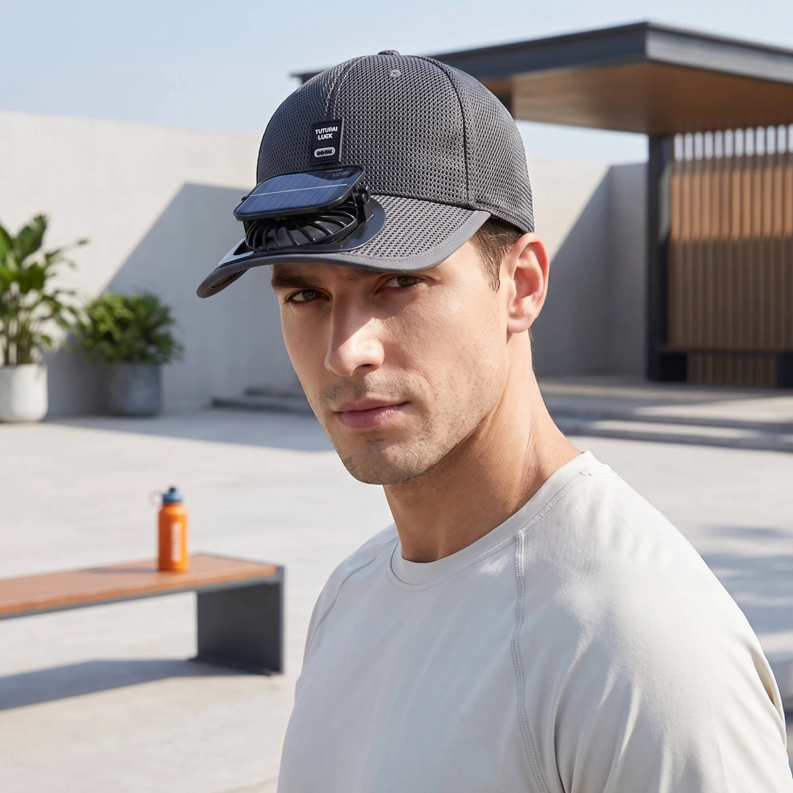 Baseball Cap with Fan Breathable Solar Fan Cap Hat with Visor Mesh Cooling Hat Lightweight for Hiking, Fishing