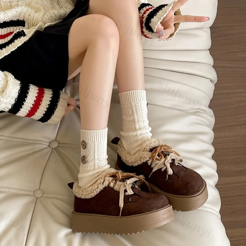 الرجعية الدافئة شعر منخفضة أعلى أحذية فلكنيز عادية للنساء 2025 الشتاء تنوعا أفخم مريحة عدم الانزلاق أحذية قطنية مكتنزة #5