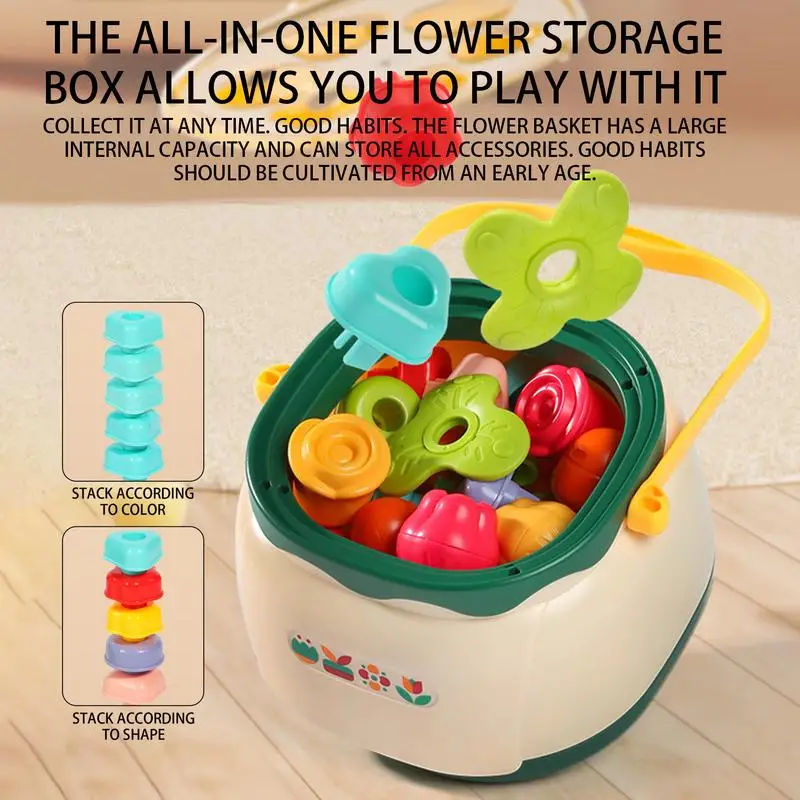 41 Pcs Flower Garden Building Toys For Girls Gardening Pretend Gift For Kids Stacking Game Toddlers Playset Educational Ages 3