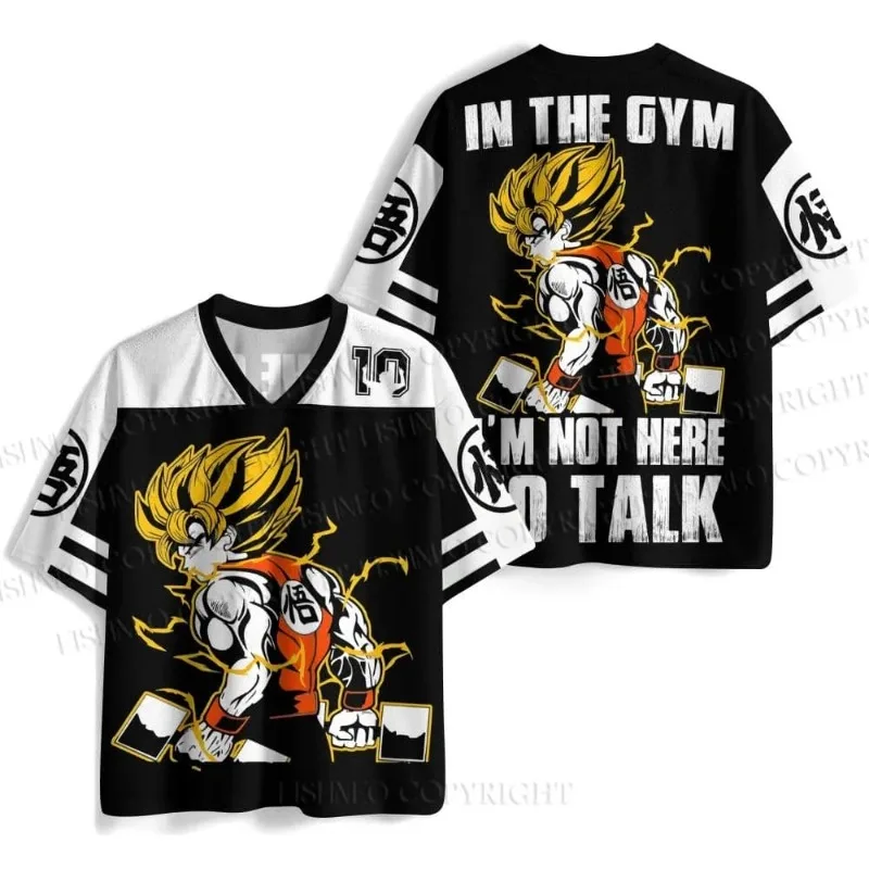 Dragon Ball Football Jersey Unisex V-Neck Short Sleeve Shirt Men Women Anime Print Streetwear Hip Hop Casual Tops Manga Fans Tee view 5