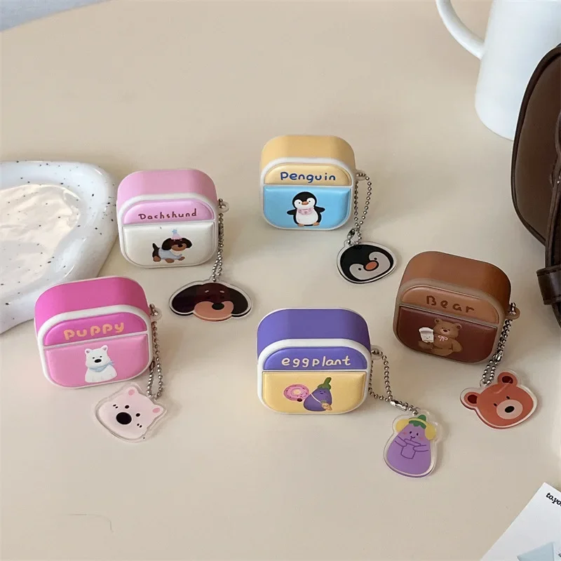 Чехол с подвеской в виде животного для AirPods 4, Airpod 1, 2, 3 Pro Pro2, Bluetooth-наушники, защитный чехол для наушников