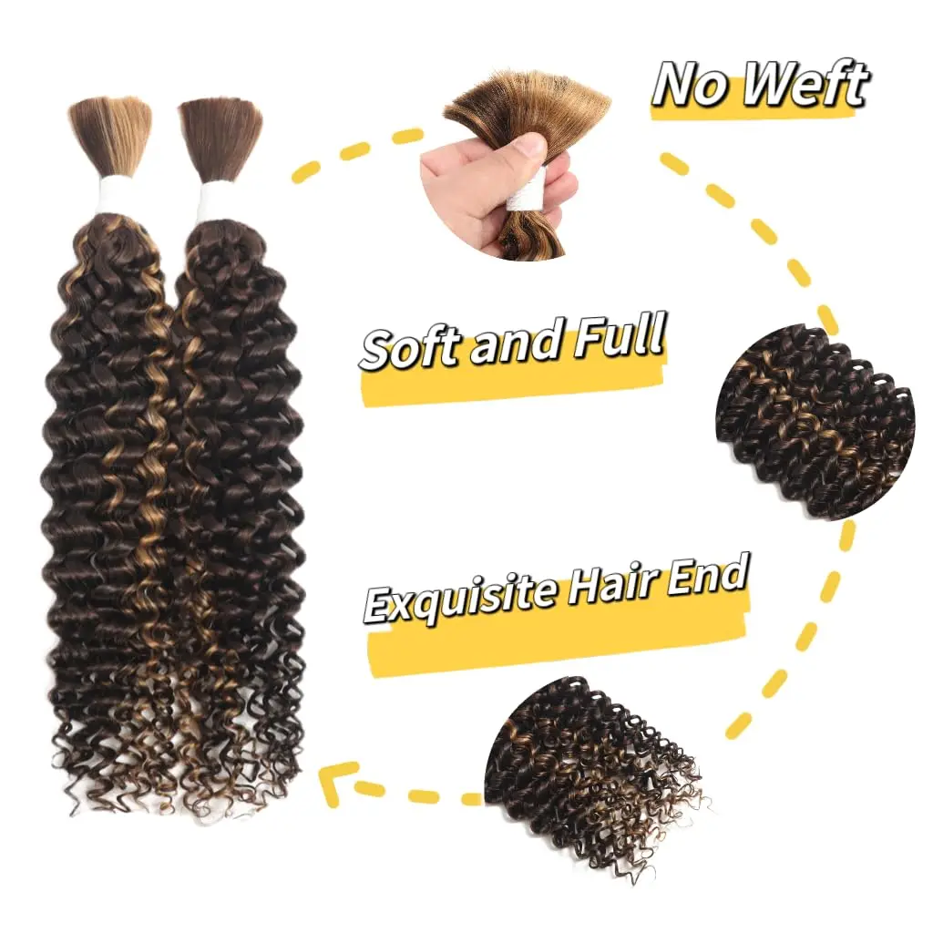 P430 Water Wave Bulk Human Braiding Hair No Weft Unprocessed Brazilian Virgin Human Hair Extensions for Braiding No Weft 2pc100g