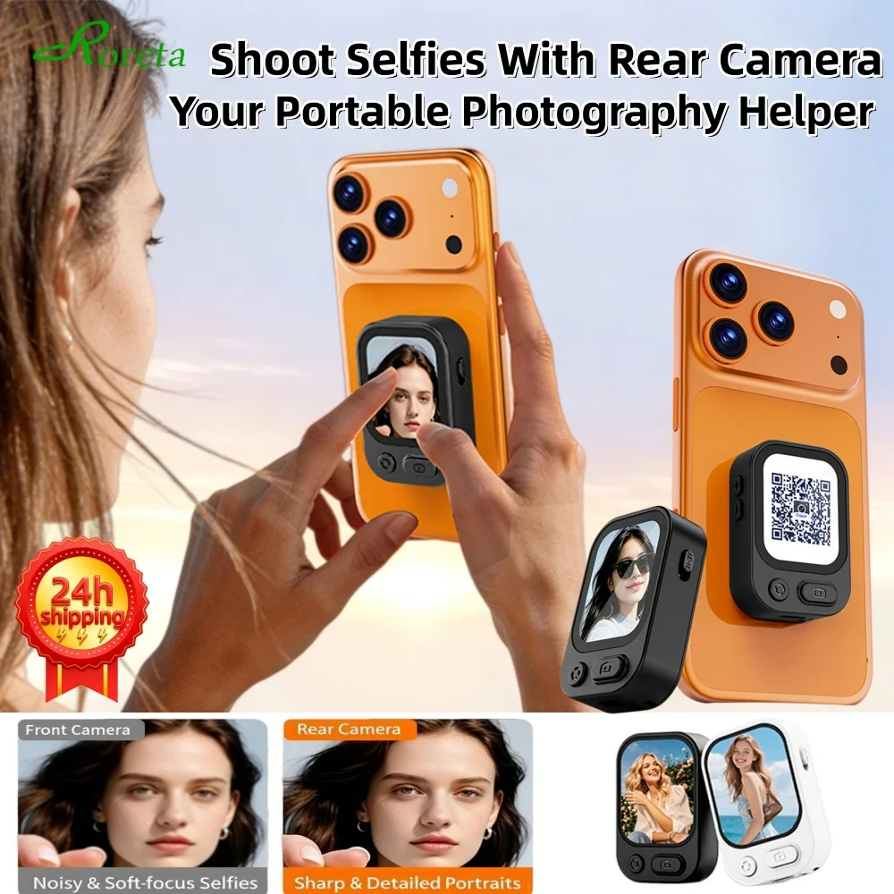 Magnetic Selfie Viewfinder, Real-Time Screen Sync Phone Rear Camera Selfie Monitor, Portable Compatible with MagSafe Phones