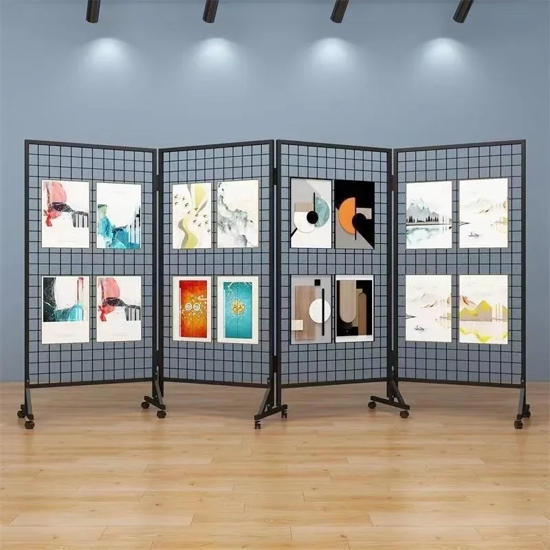 Grid display stand Kindergarten school exhibition works Movable and foldable exhibition display stand