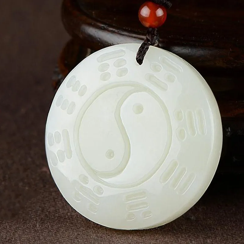 

Hetian White Tai Chi Gossip Men's and Women's Jade Pendant