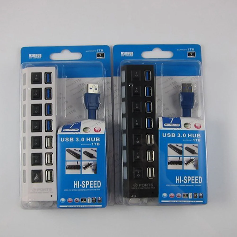 

7 Ports 3.0 Hub Splitter Black High Speed Usb Hub For Laptop Pc Mobile Hard Camera Compatible With Usb 2.0 Devices