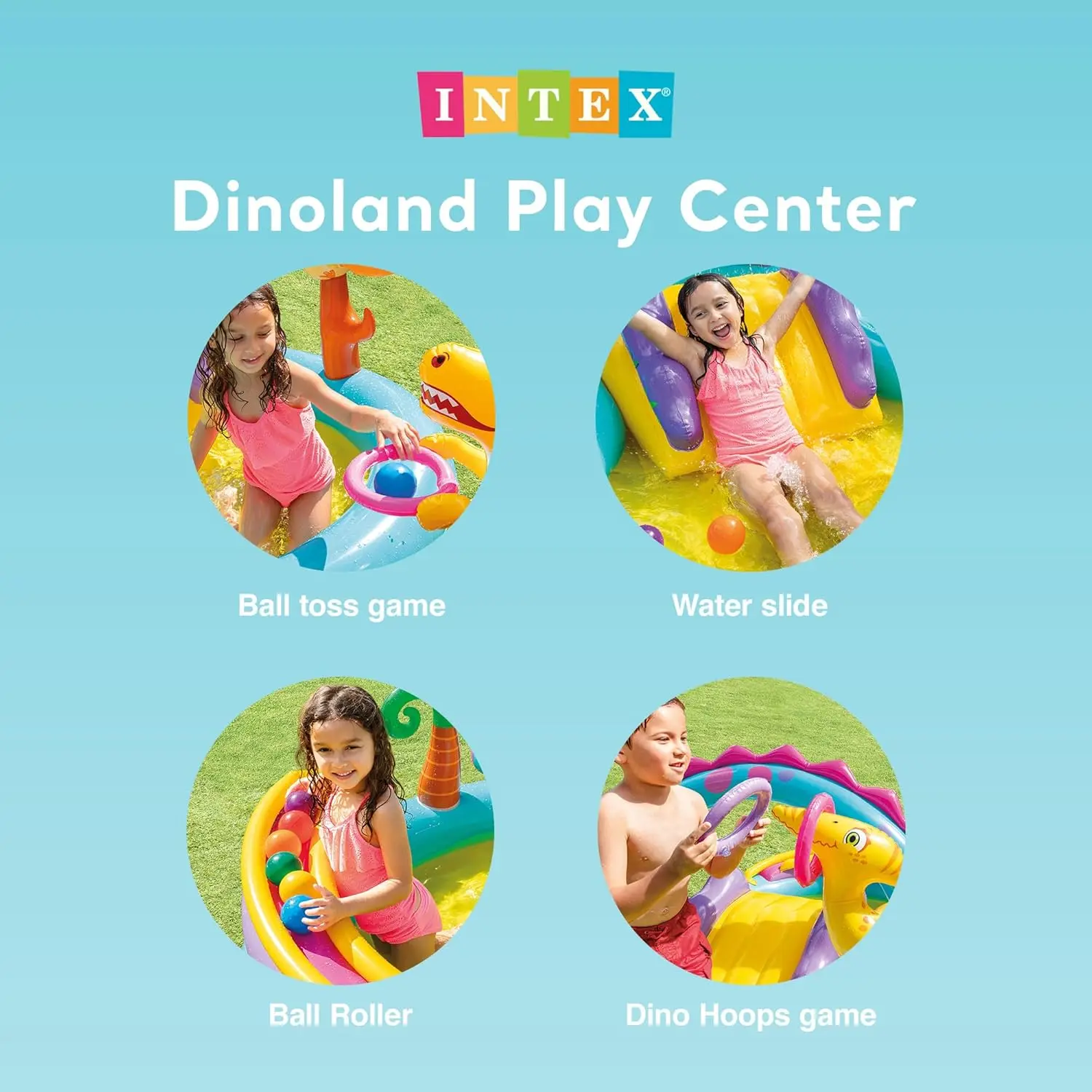 ディノランド 裏庭用インフレータブル幼児プールとオーシャンインフレータブルプール キッズプレイセンター インフレータブルプールスライドとウォータースプレー付き