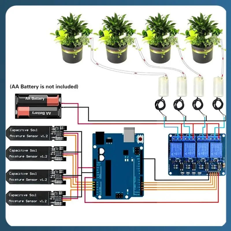

AB02 Automatic Irrigation System Kit DIY Self Watering Garden Greenhouse Flower Water Pump Soil Moisture Sensor Relay Module