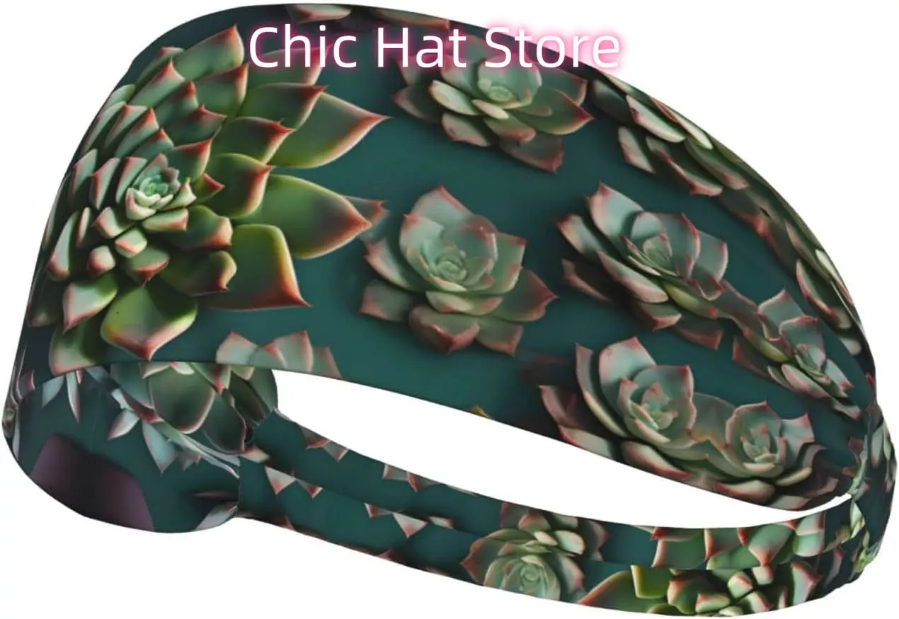 

Many succulents Elastic exercise headband, fitness exercise yoga cycling headband, outdoor sports elastic sweat-absorbing headba