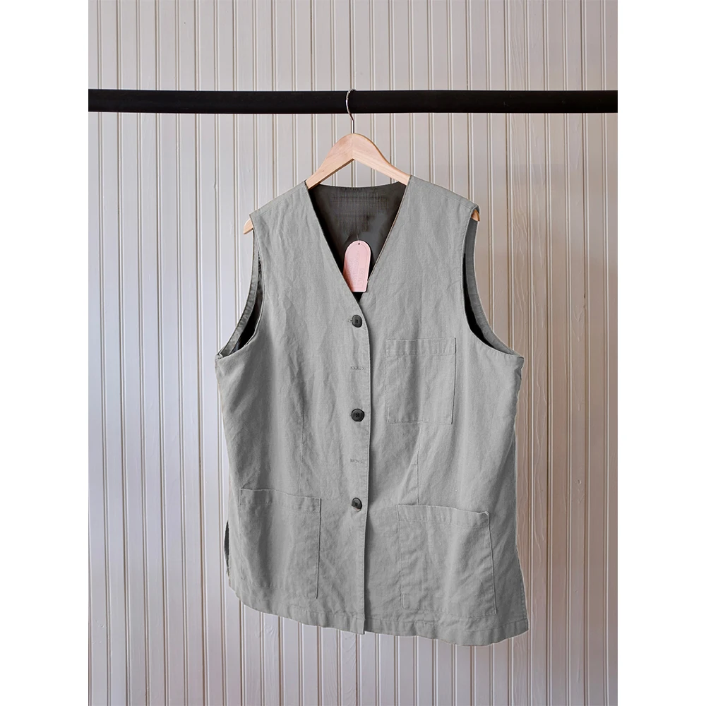 Men\'s Summer Vest Linen Casual V Neck Gilet Korean Vest Sleeveless Men Jackets Comfortable Clothes Daily Wear Male Vintage