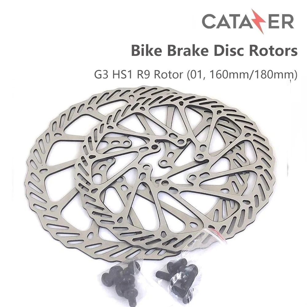 CATAZER 2 PCS Mountain Bike Steel Threaded Hubs Disk Disc Brake Rotor 6 Bolt Flange Adapter G3 HS1 R9 Rotor (01, 160mm/180mm)