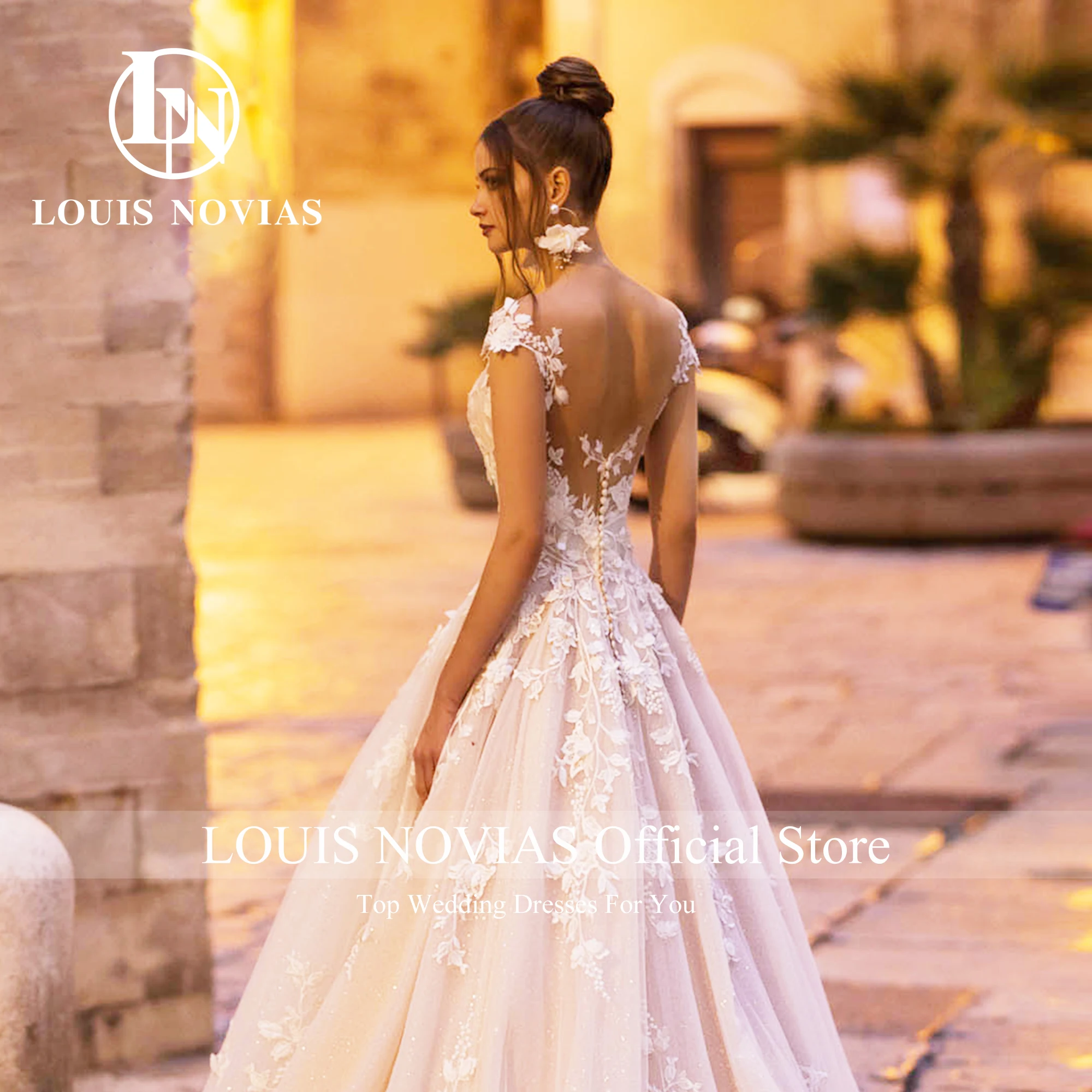 Louis Novias romantische Brautkleider für Frauen schulter freie rücken freie Applikationen Schatz Brautkleid Vestidos de Novia