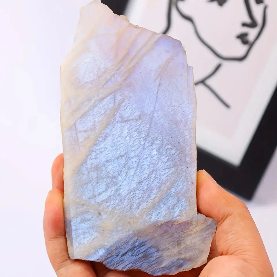 Natural Blue Moonstone Raw Stones Healing Crystal Magic Reiki Stones feng shui Sphere Collectibles Home Decor Holiday Gifts