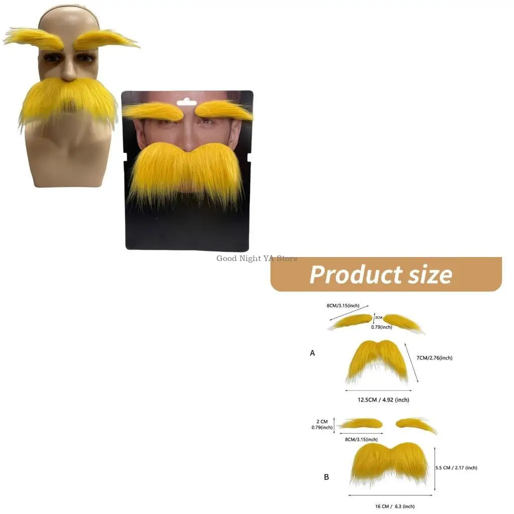 Set finto per barba, baffi e sopracciglia, accessori per costumi cosplay per bambini, adulti, feste cosplay, festival