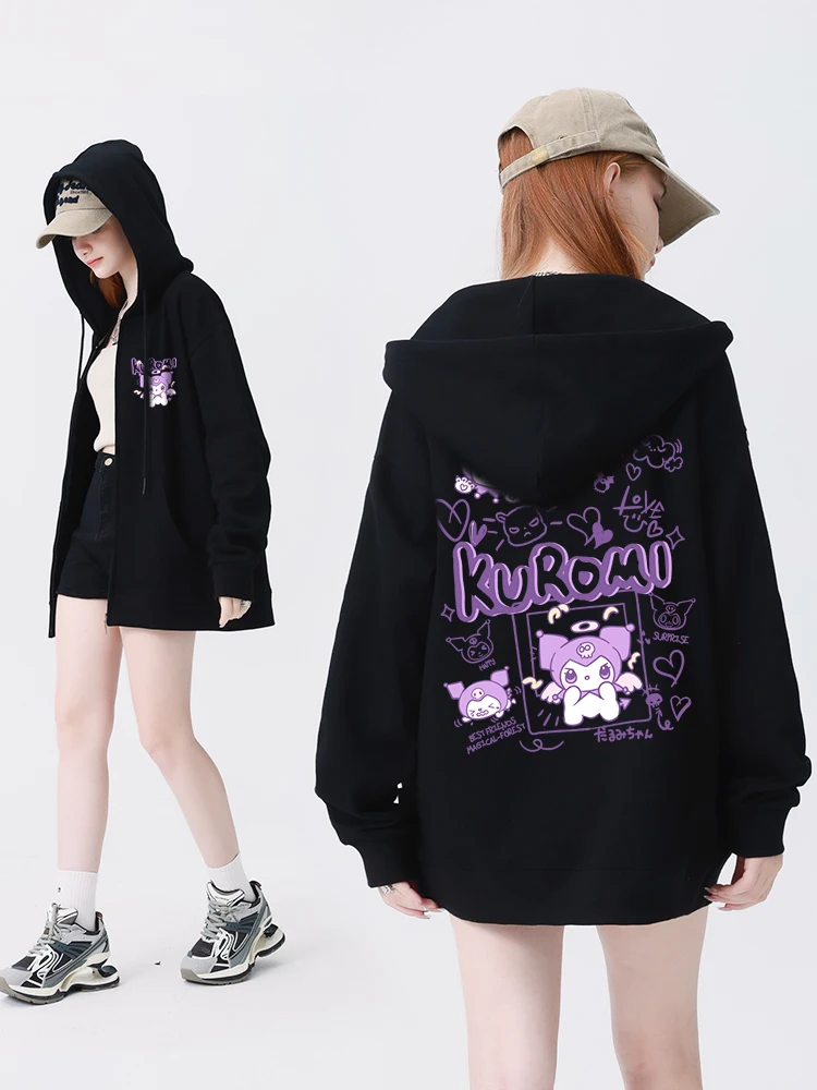 Lovely Kuromi Cartoon Anime Periphery Men\'s and Women\'s Zipper Hoodies Spring and Autumn New Style Couple\'s Zipper Hoodie