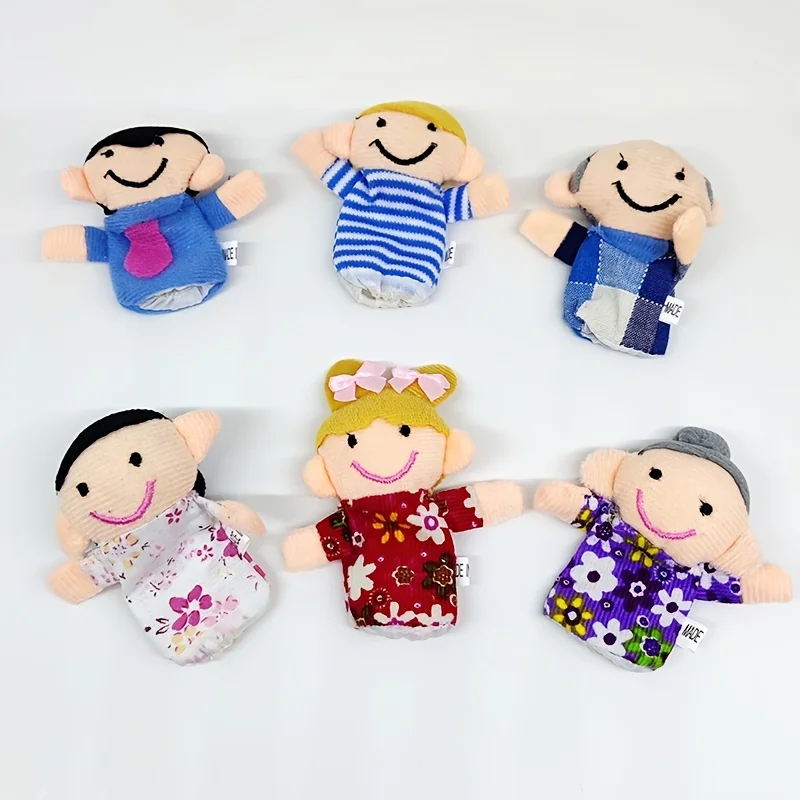 Finger Puppet Family doll 2.56 inch, 6pcs, plush toy doll, story hand puppet，children's room ornaments dolls.