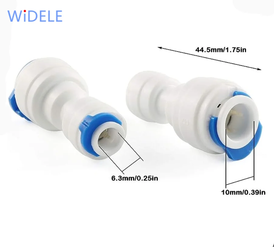 2pcs 1/4inch to 3/8inch OD Quick Straight Push Connector Water Tube Pipe Fitting Kit for RO Water Systems Purifiers Filters