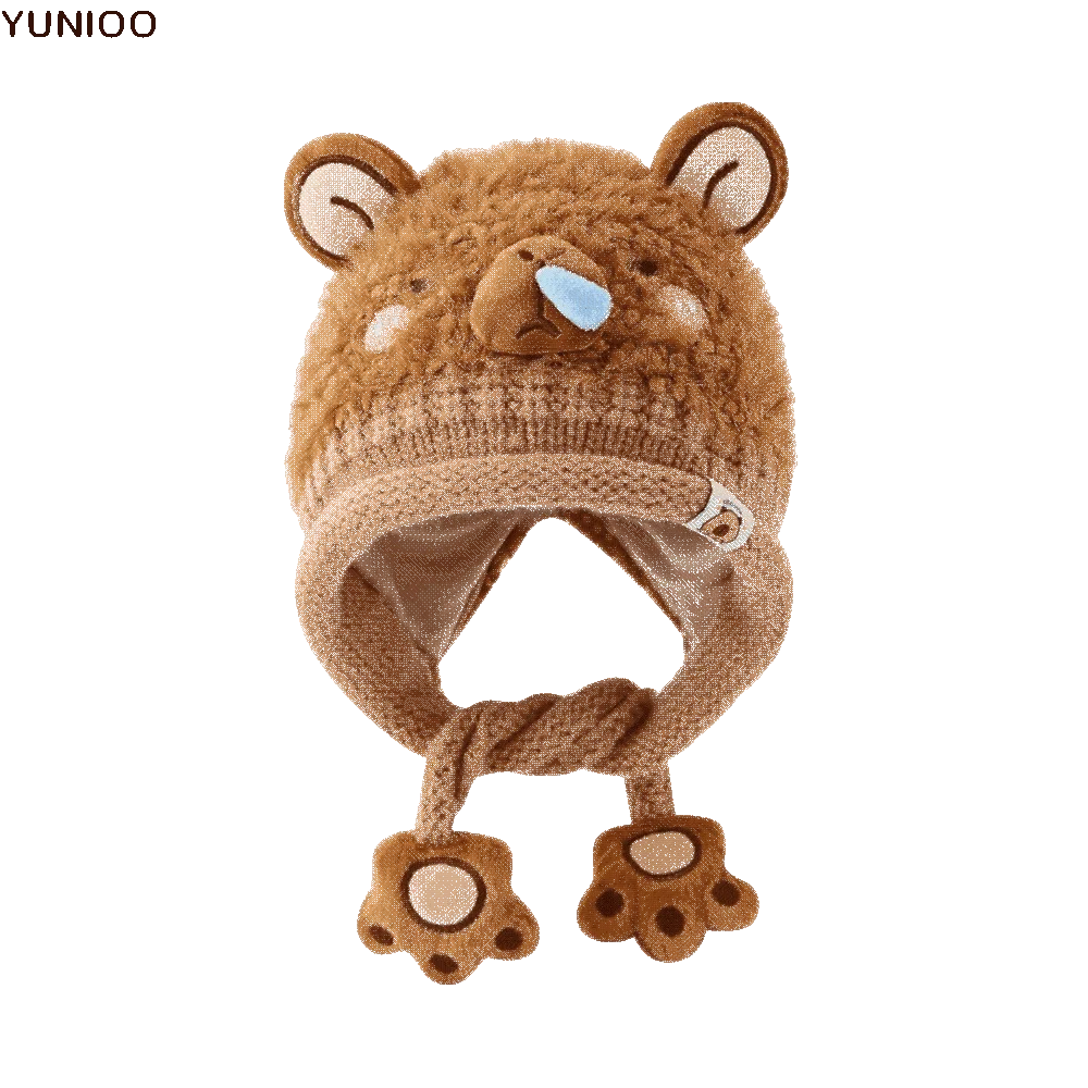 

Kawaii Warm Toddler's Knitted Hat Thickened Coldproof Baby Ear Protection Cap Windproof Soft Capybara Beanie Caps Winter Season