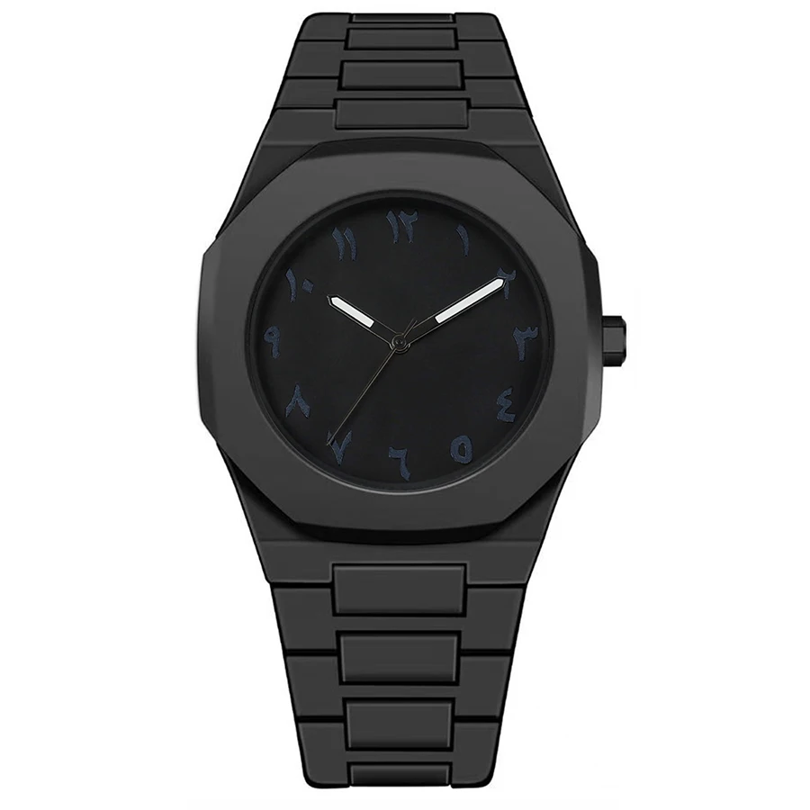 

Модные мужские часы, простой дизайн, черные наручные часы, мужские кварцевые часы, арабский цифровой повседневный пластиковый капельный масляный ремешок