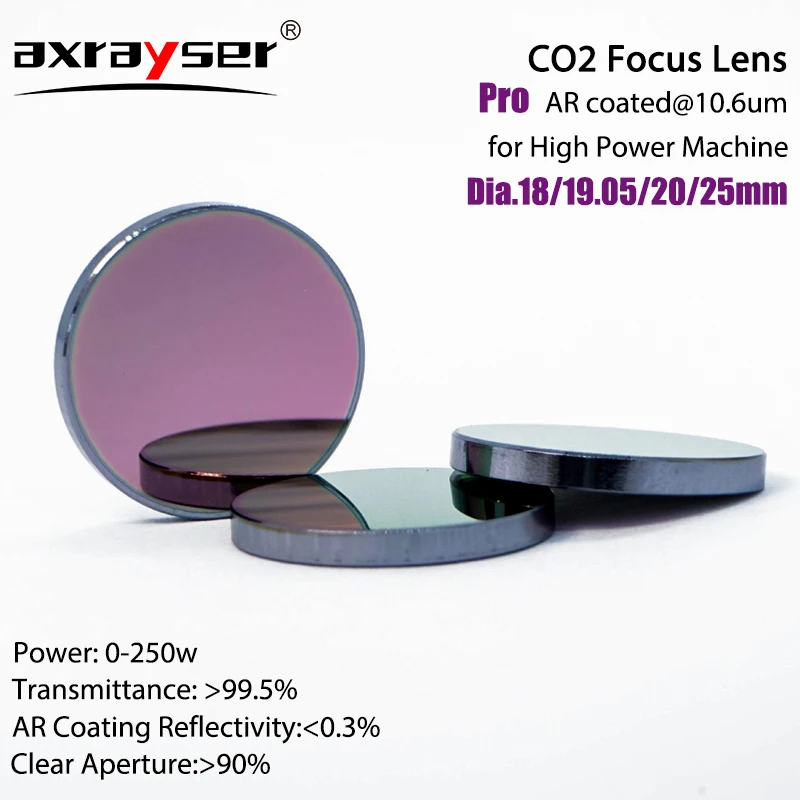 Focus Lens CO2 Pro Dia.18/19.05/20/25mm FL38.1/50.8/63.5/76.2/101.6mm for Laser Engraving Cutting Machine Spare Parts