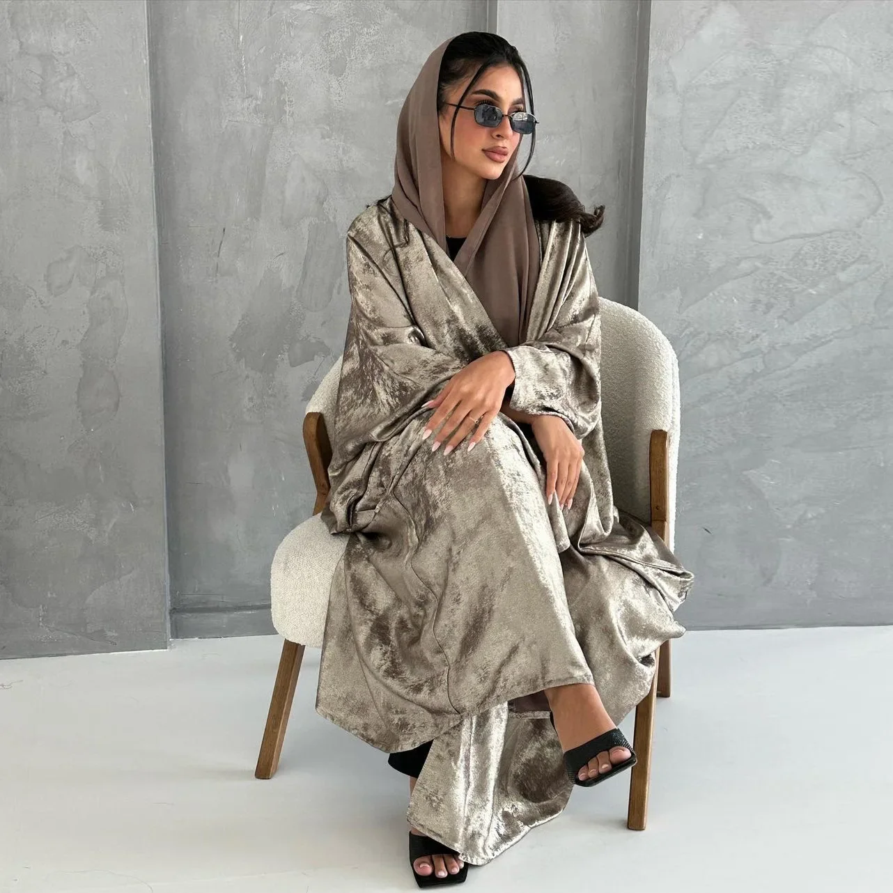 2025 Women's Elegant Casual Trendy Loose Plus Size Batwing Sleeve Cardigan Abaya Female Jalabiya American Muslim New Fashion