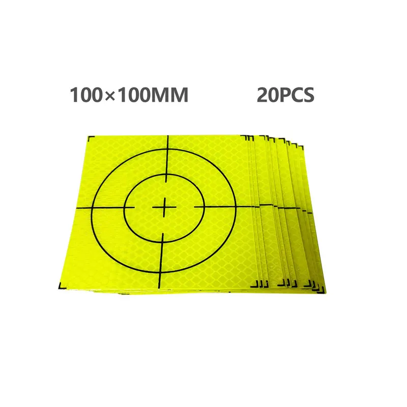 20pcs 100*100mm reflector sheet For Total Station Survey geography Fluorescent Green Reflective tape Sticker